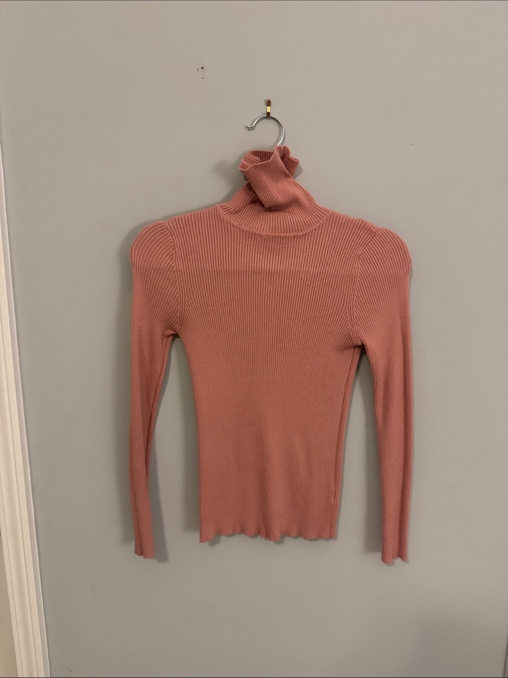 Ribbed Turtleneck Sweater - Dusty Rose